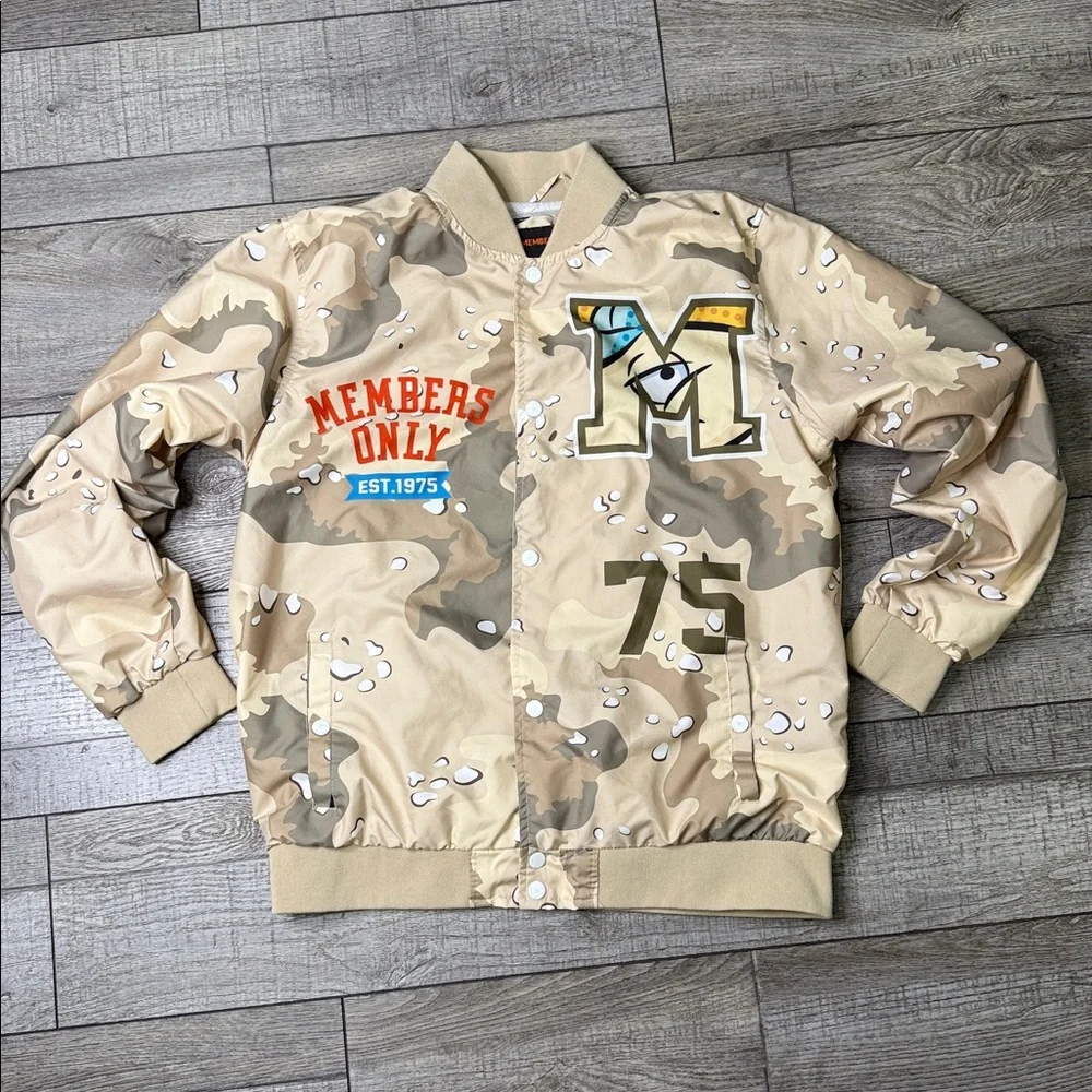 Members Only Nickelodeon Hey Arnold Tan Camo Bomber Jacket
